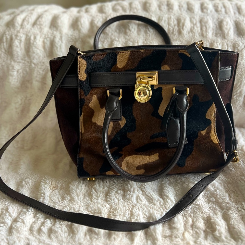 MICHAEL Michael Kors Tot Dark Brown genuine leather with died cowhide